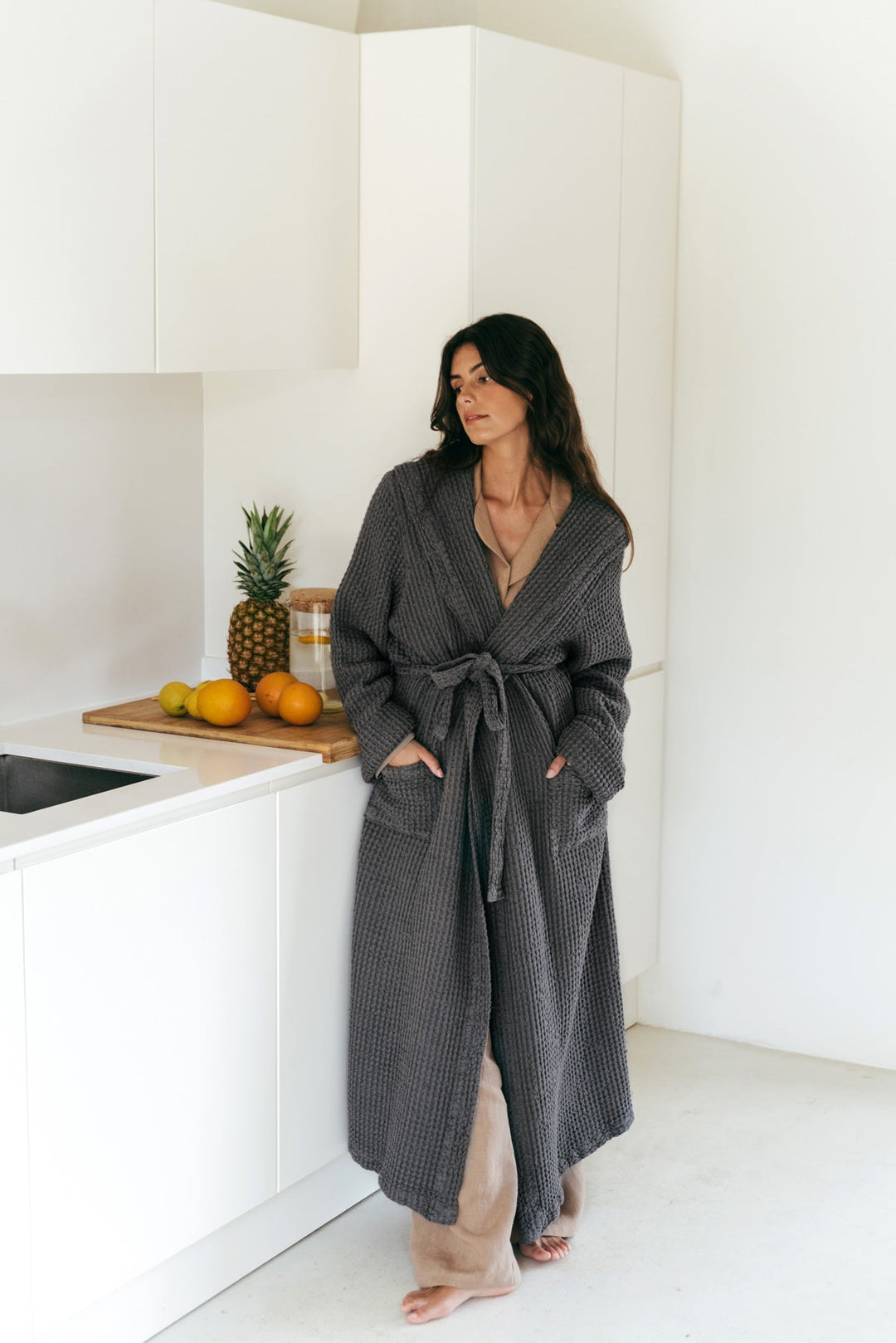 Waffle linen bathrobe Snuggle