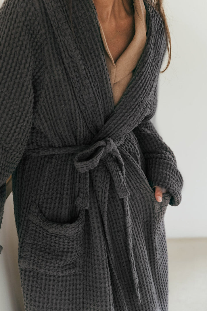 Waffle linen bathrobe Snuggle