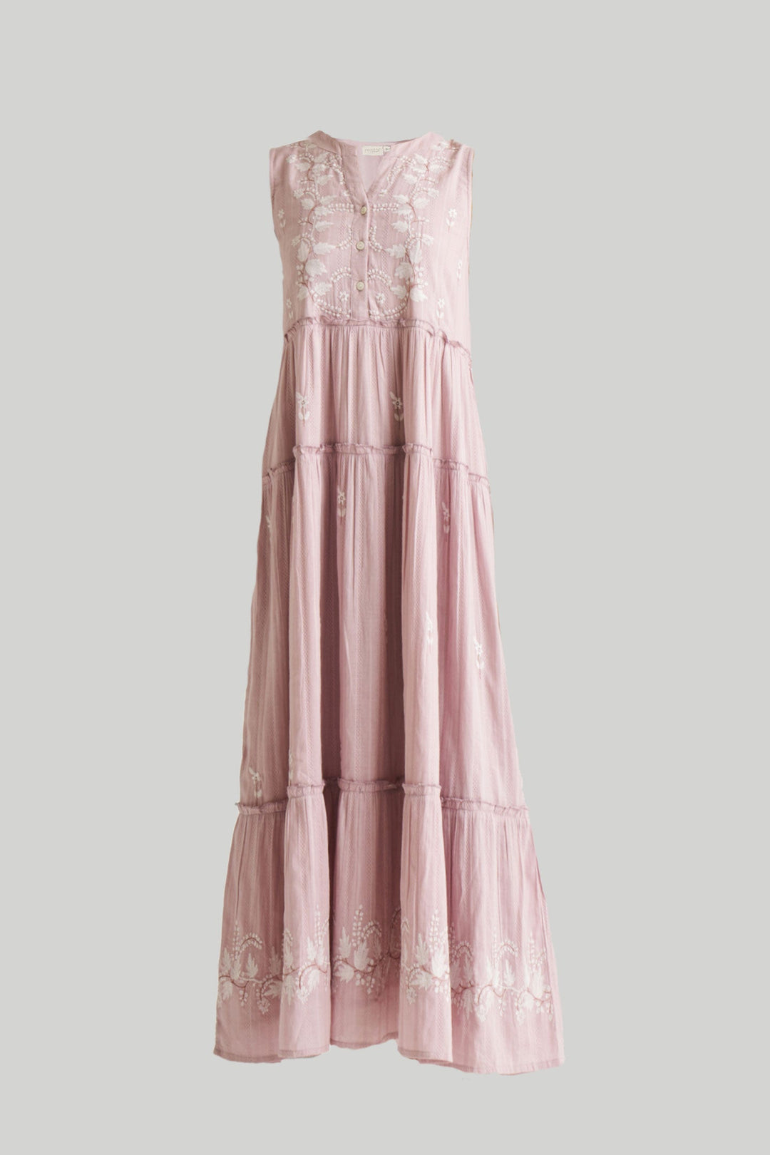 Embroidered Resort Maxi Dress in Pink