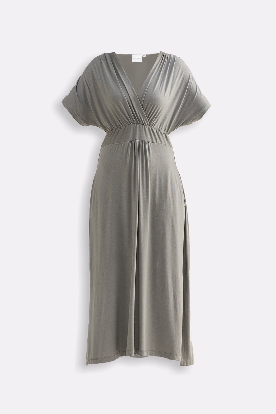 Flowy A-Line Maxi Dress with Side Slits in Light Olive