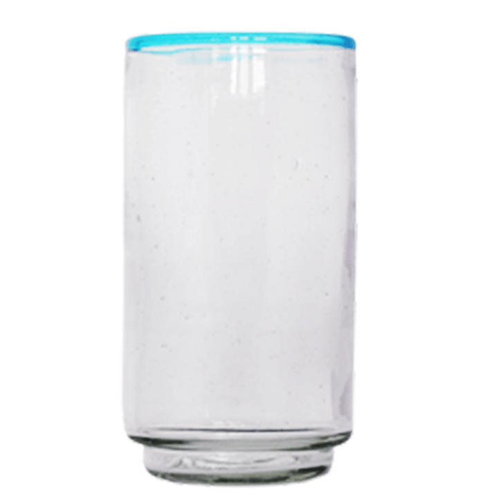 Large Aqua Rim Stacking Glass