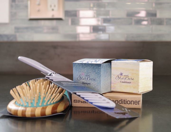 Bamboo Hairbrush or Comb, Shampoo and Conditioner