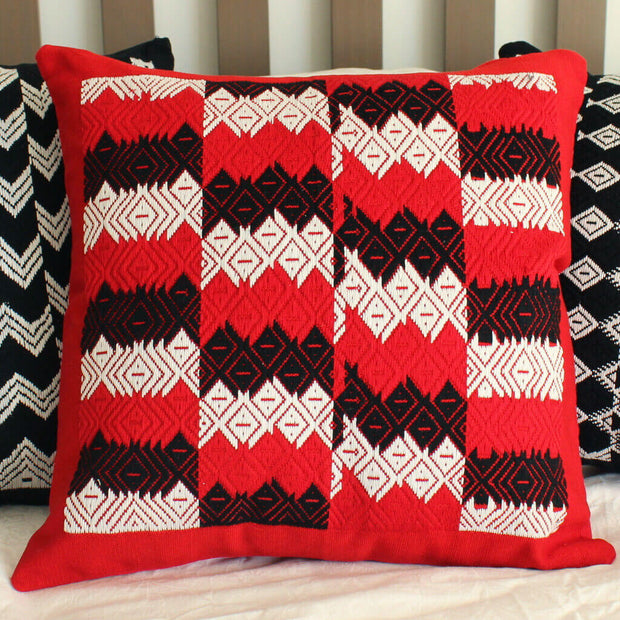 Guatemala Hand Woven Red Throw Pillow | Design E