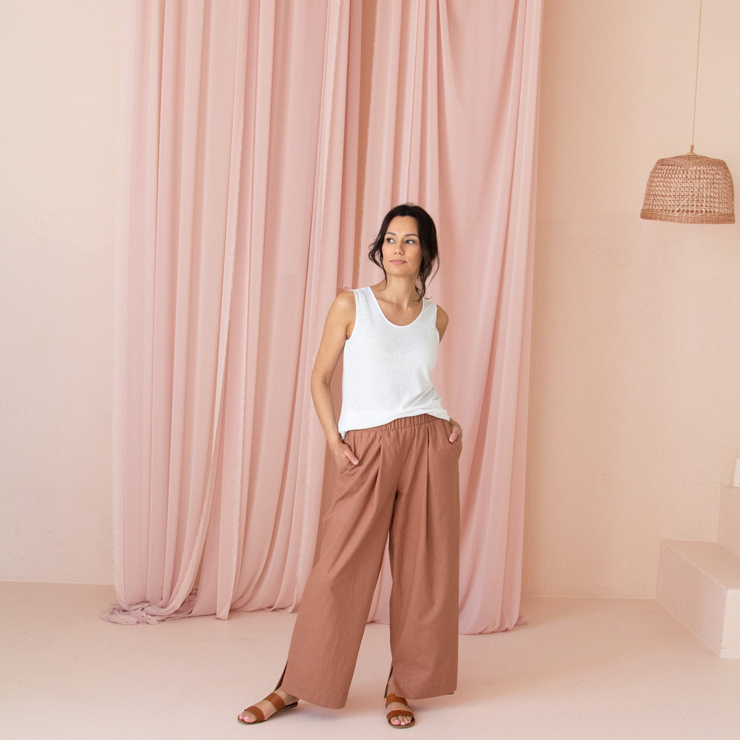 The Linen-Cotton Wide Leg Pant