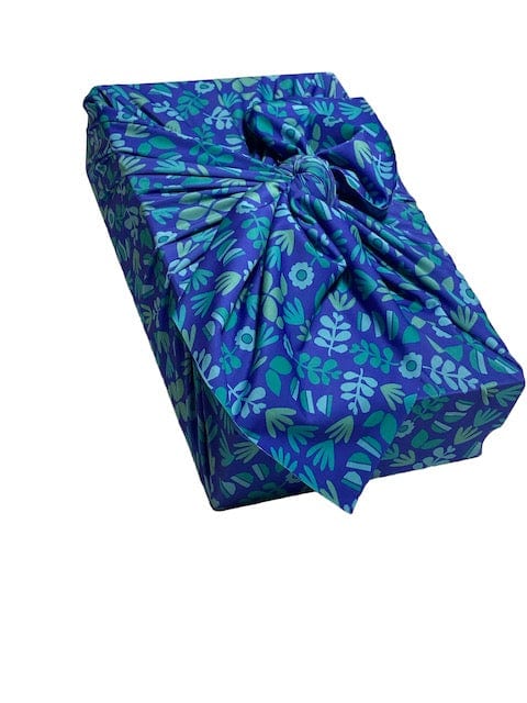 Extra Large Reusable Cloth Furoshiki Gift Wrap | Blue Botanical