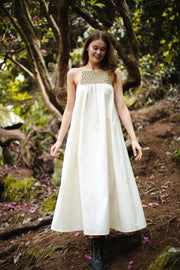 Organic dress with hand knitted bodice
