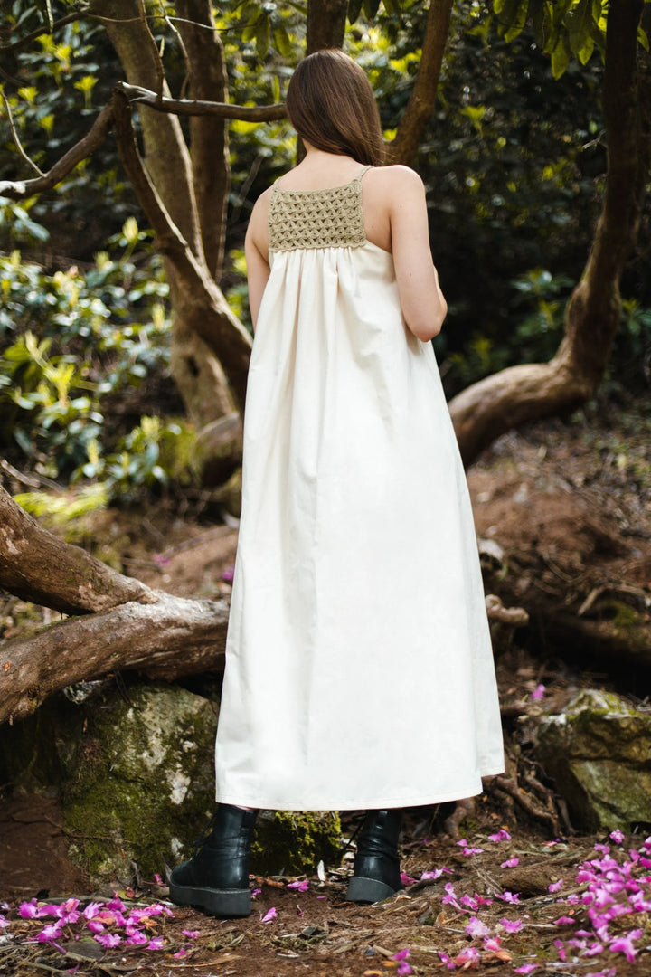 Organic dress with hand knitted bodice