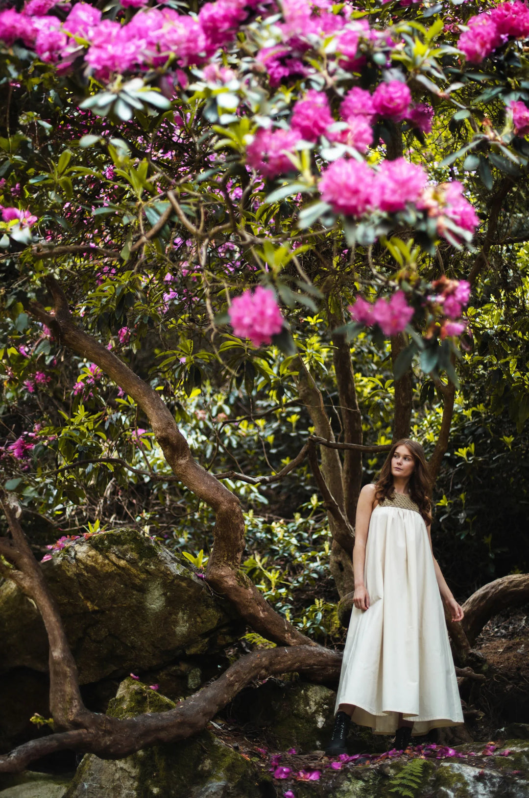 Organic dress with hand knitted bodice