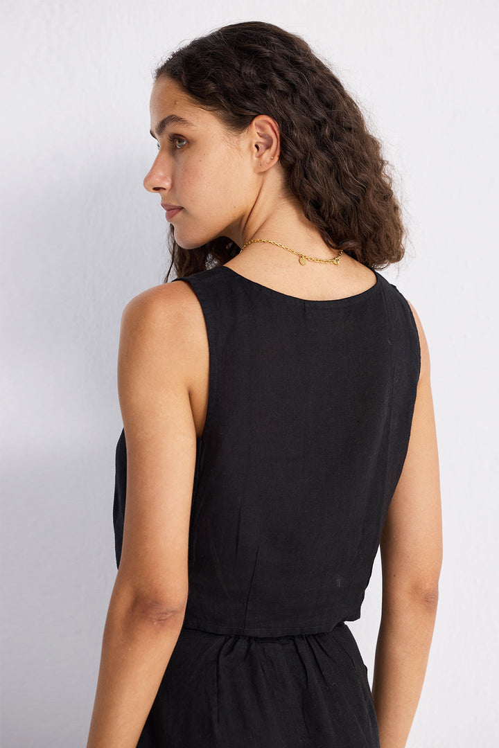 Boxy Crop Top in Black