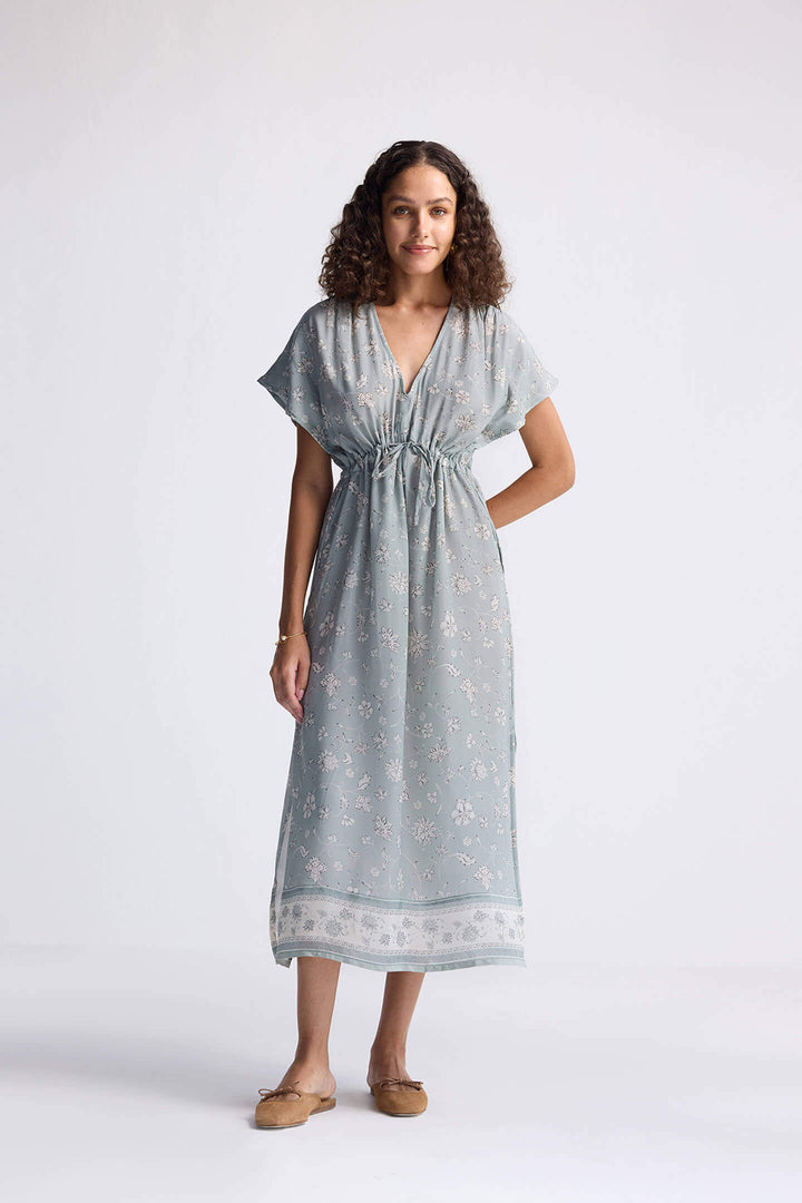 Gathered Maxi Dress in Sage Green