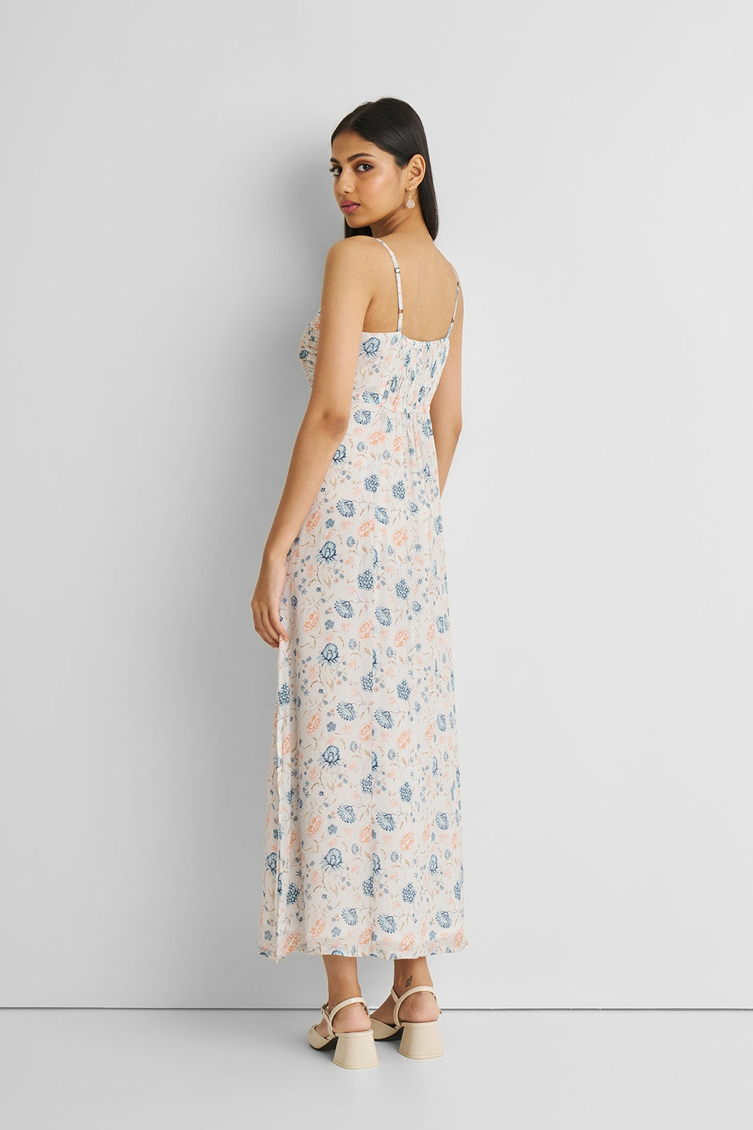 Ruched Strappy Maxi Dress