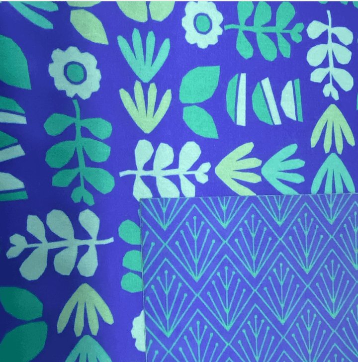 Extra Large Reusable Cloth Furoshiki Gift Wrap | Blue Botanical