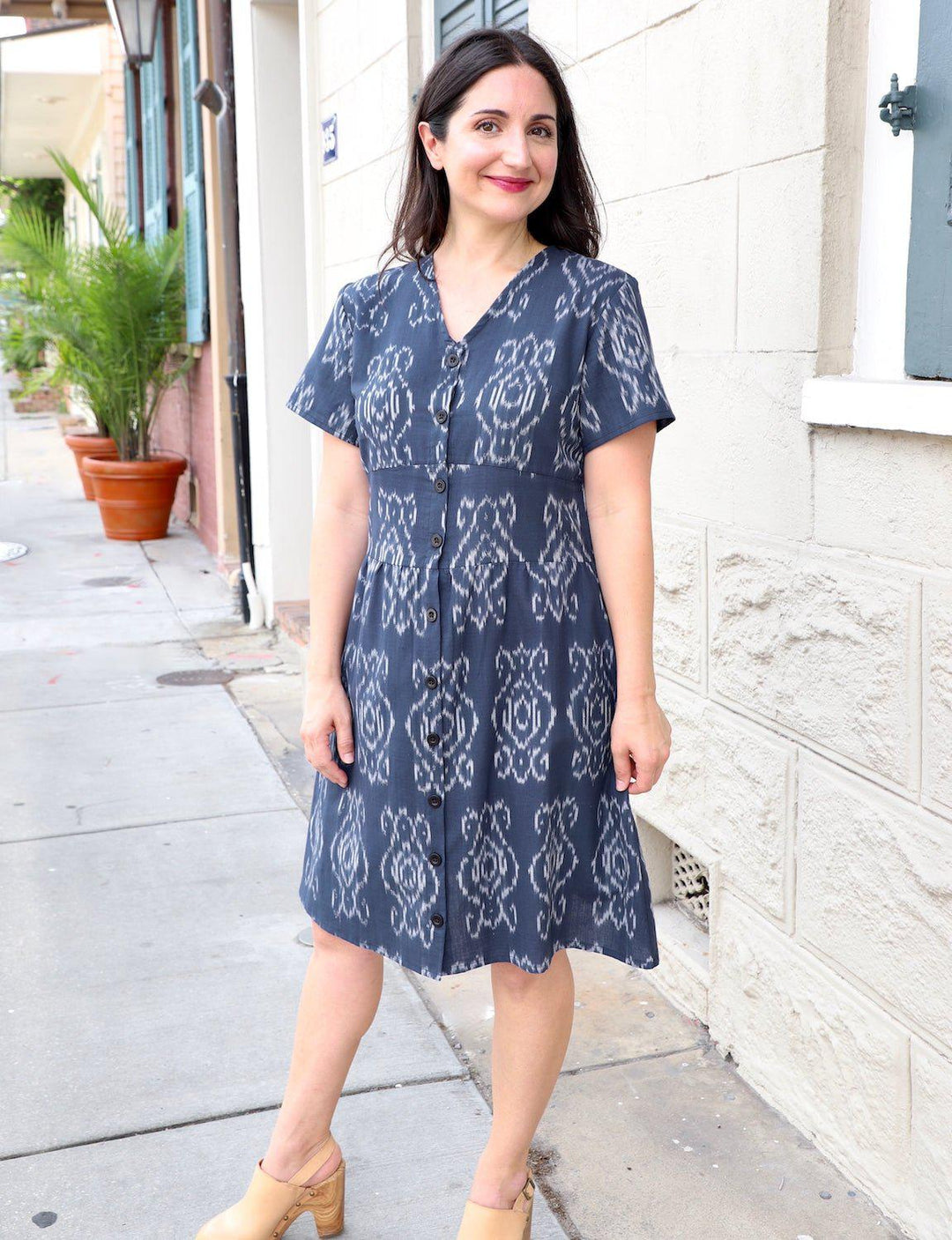 Blueberry Organic Cotton Button Dress