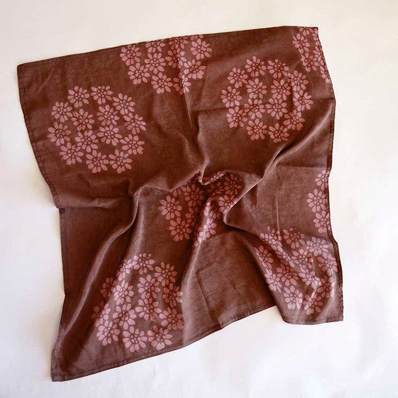 Large Handmade Block Print Women Bandana - Autumn Breeze