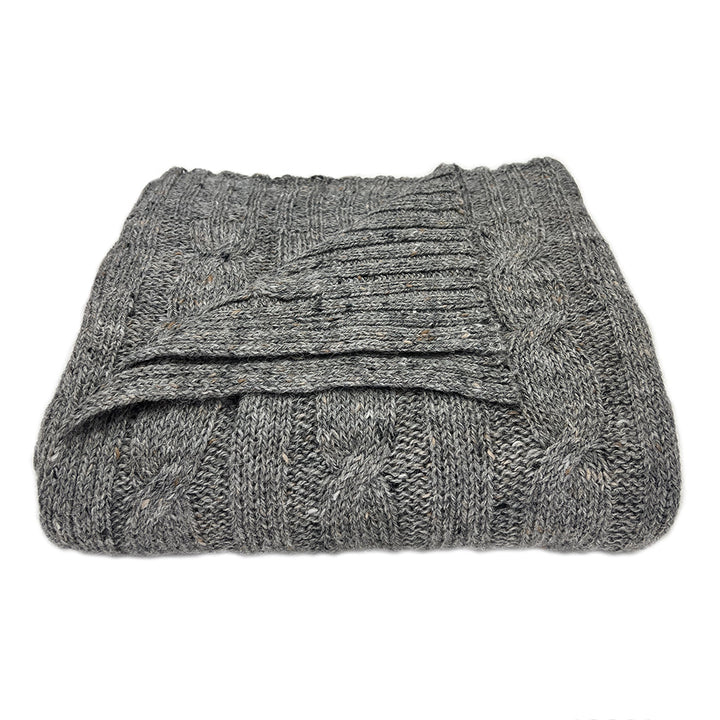 Smoke Gray Cable Knit Alpaca Throw