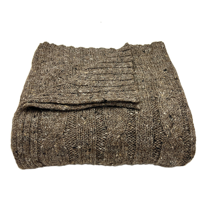 Mocha Cable Knit Alpaca Throw