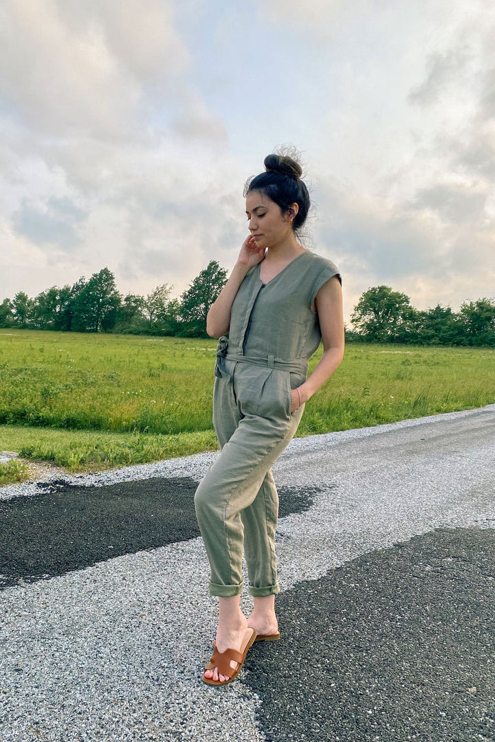 Evening Chai Jumpsuit in Dark Green