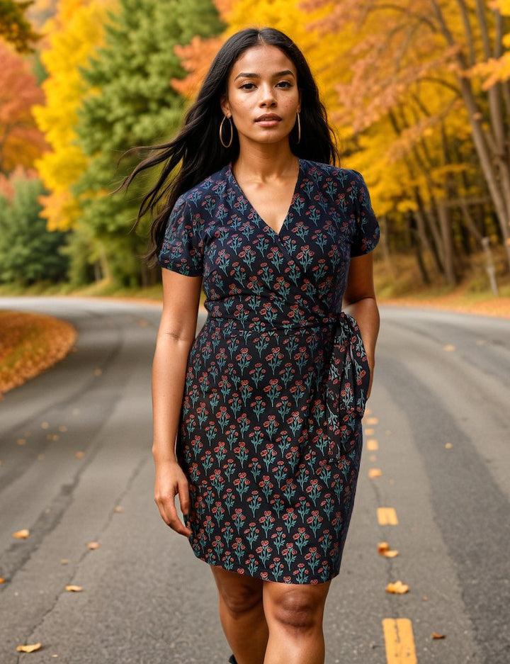 Evening Rose Organic Wrap Dress