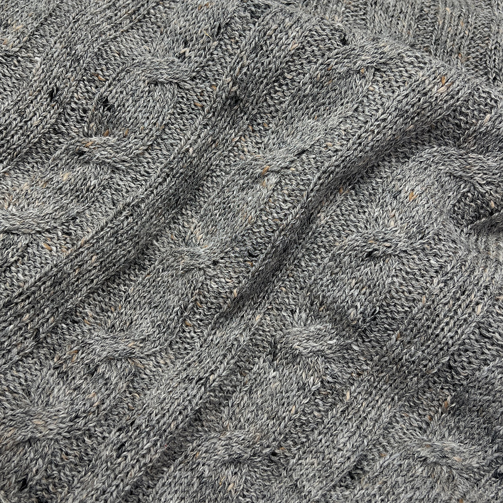 Smoke Gray Cable Knit Alpaca Throw