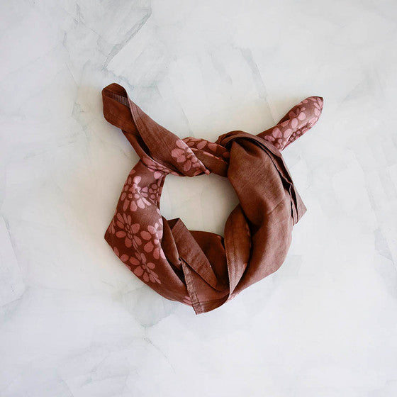 Large Handmade Block Print Women Bandana - Autumn Breeze