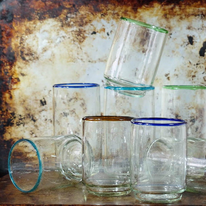 Large Blue Rim Stacking Glass