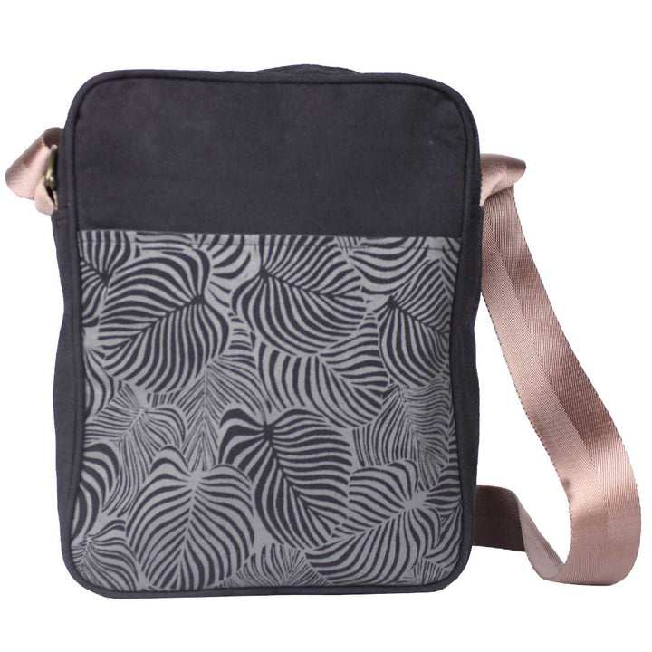 Sustainable Canvas Crossbody - Black Monstera