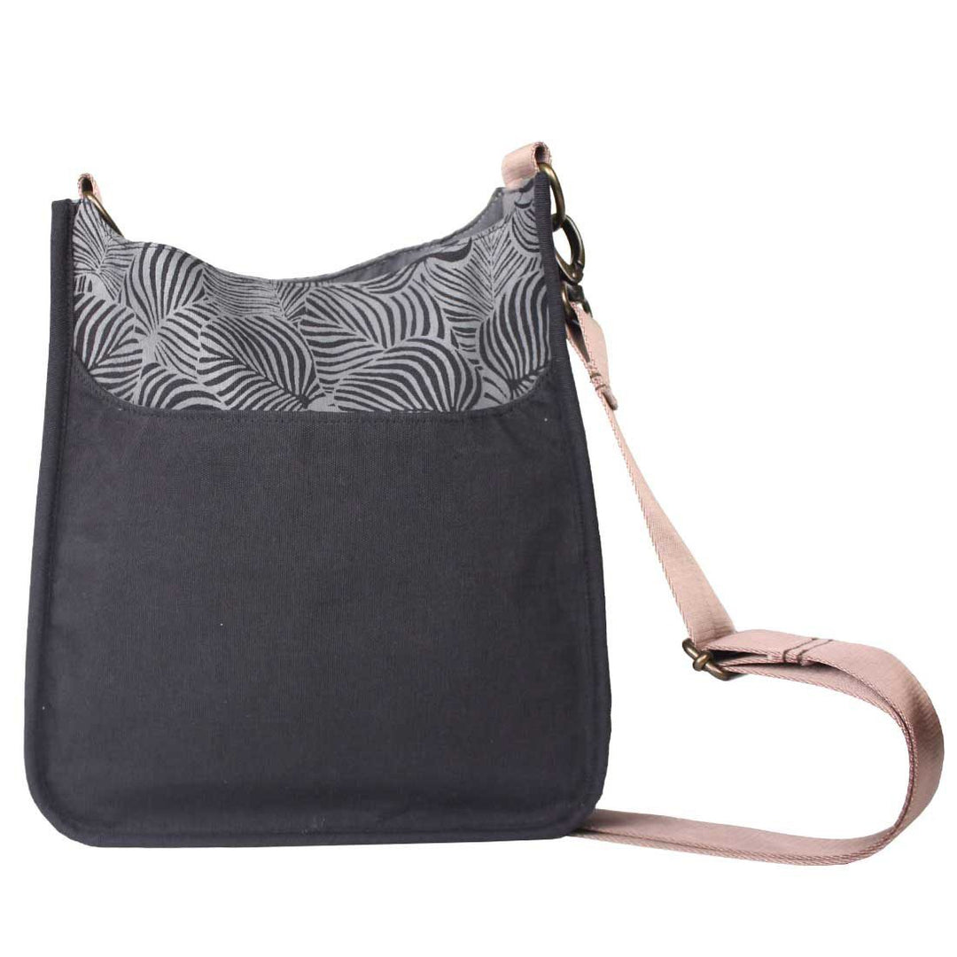 Sustainable Canvas Sling Bag - Black Monstera