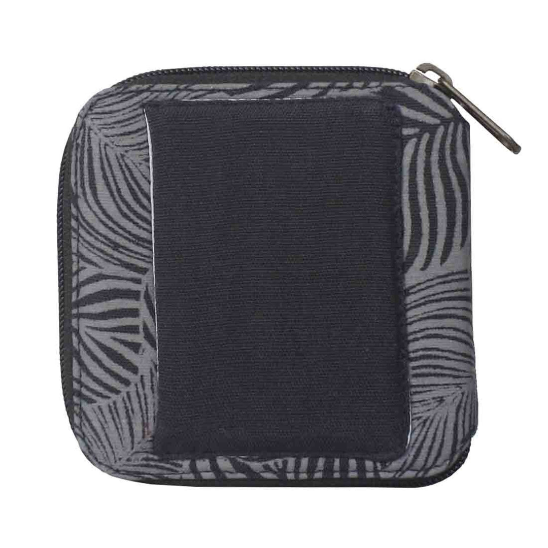 Sustainable Zip Around Wallet - Black Monstera