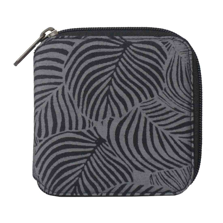 Sustainable Zip Around Wallet - Black Monstera