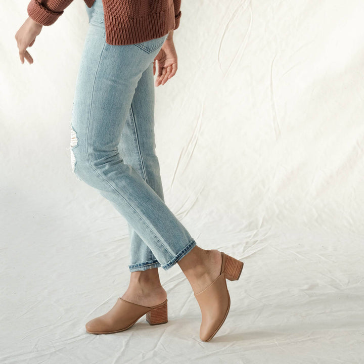 All-Day Heeled Mule Almond