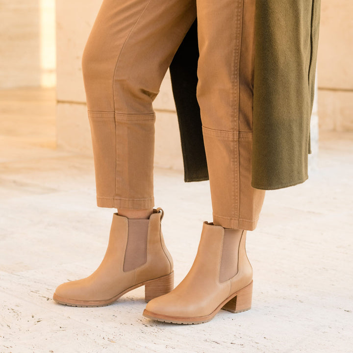 Ana Go-To Heeled Chelsea Boot Almond