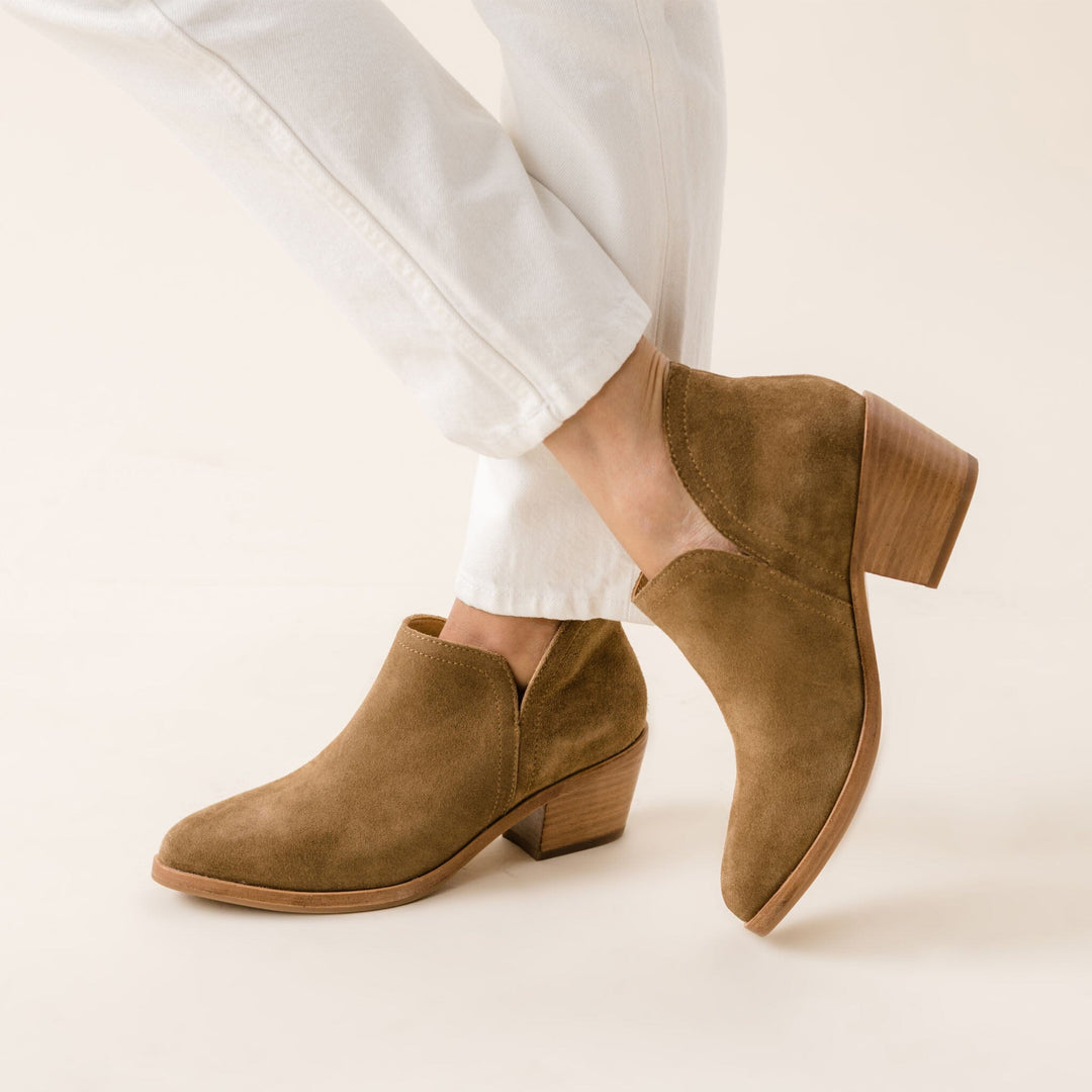 Mia Everyday Ankle Bootie Taupe Suede