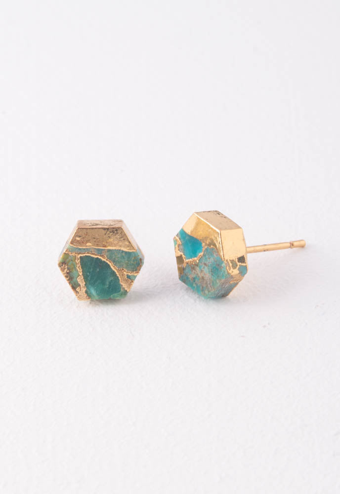 Oasis Turquoise and Gold Studs