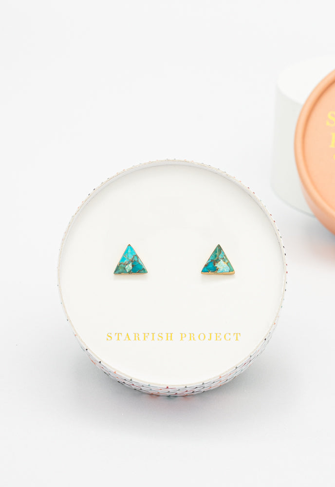 Ellie Triangle Turquoise Studs