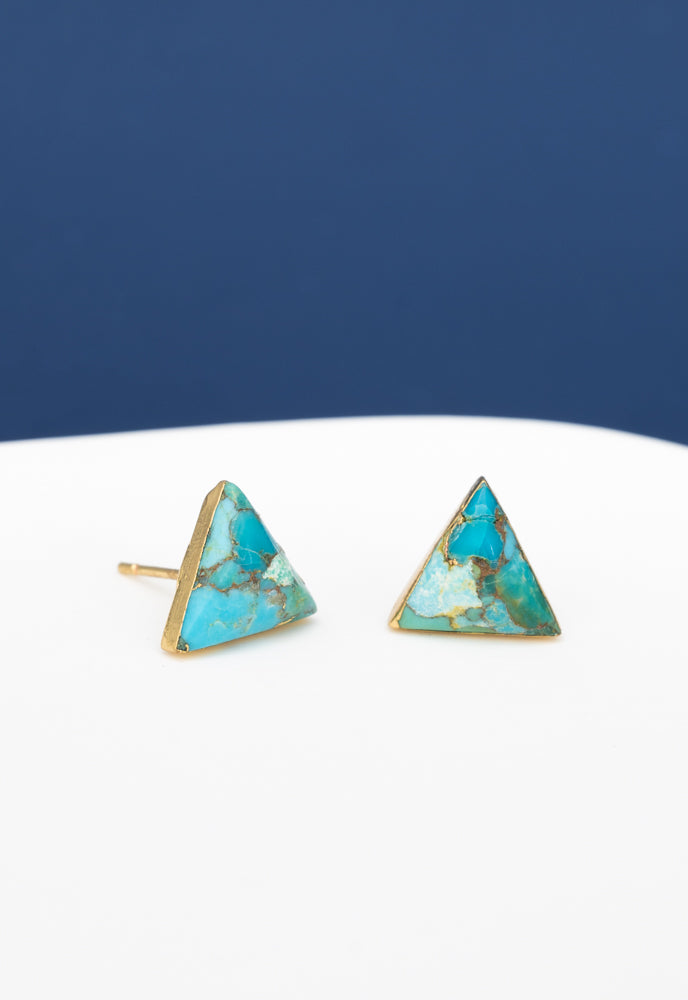 Ellie Triangle Turquoise Studs