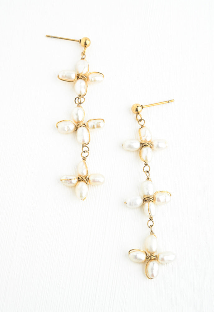 Pearl Bloom Drop Earrings