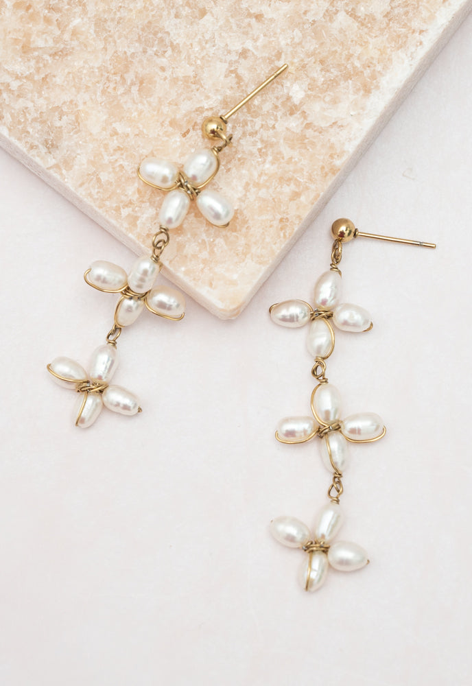 Pearl Bloom Drop Earrings