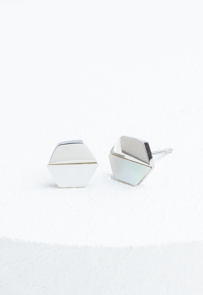 Dorothy Hexagon Shell Stud Earrings