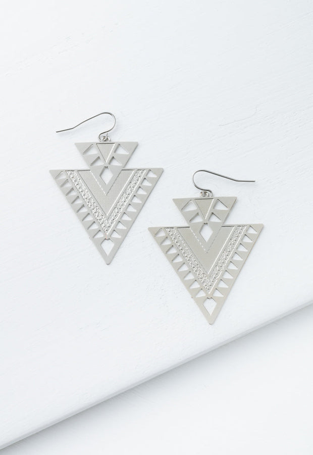 CiCi Silver Geometric Dangle Earrings