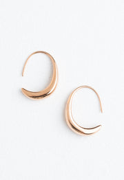 Crescent Moon Thread Drop Earrings in Rose Gold