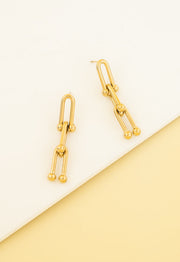 U Link Chain Earrings in Gold