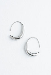 Crescent Moon Thread Drop Earrings in Silver