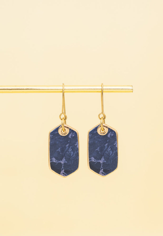 Ink Stone Earrings in Cobalt Blue