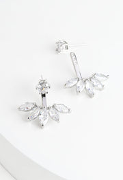 Shine Together 2pc Marquise Cut Zircon and Platinum Ear Jacket Earrings