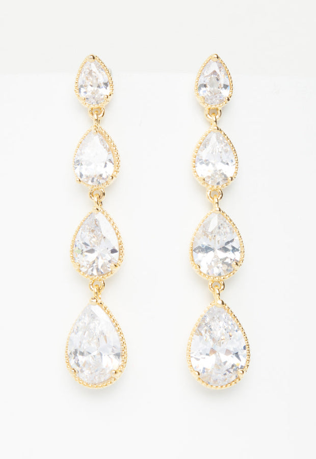 Drops of Elegance Gold and Zircon Earrings