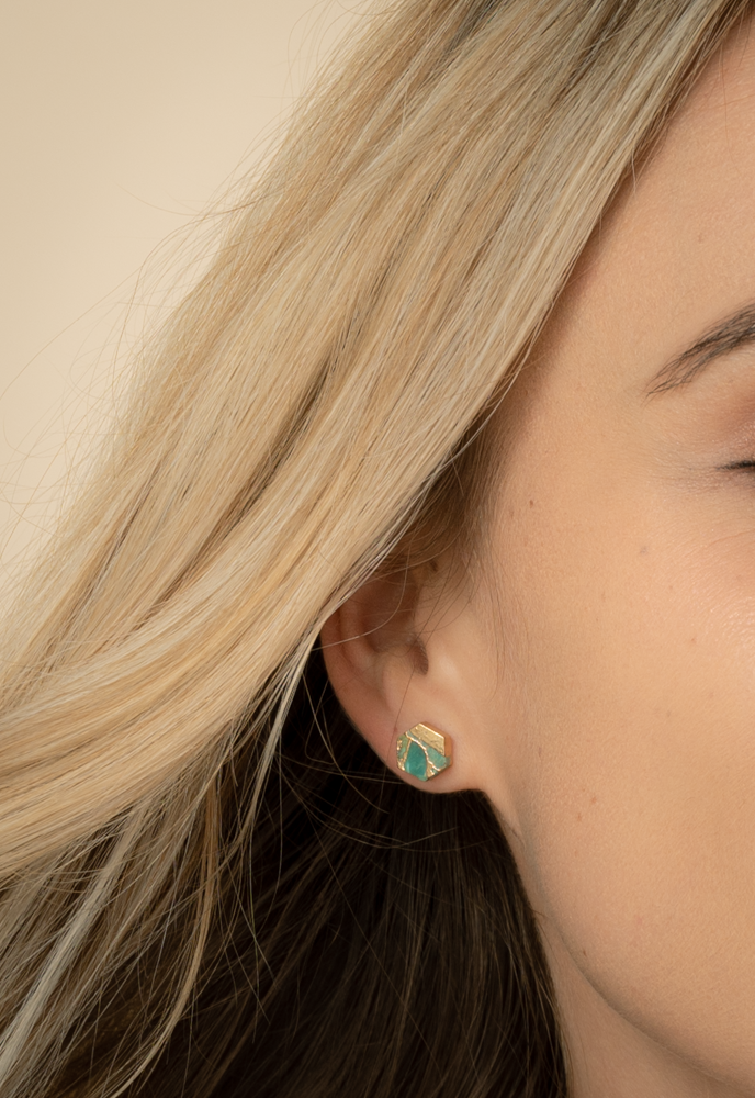 Oasis Turquoise and Gold Studs