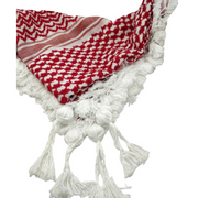 Red and White Malaki (Royal) with Tassels Kuffiyeh