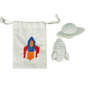 Rocket Ship Soap Set with Embroidered Pouch