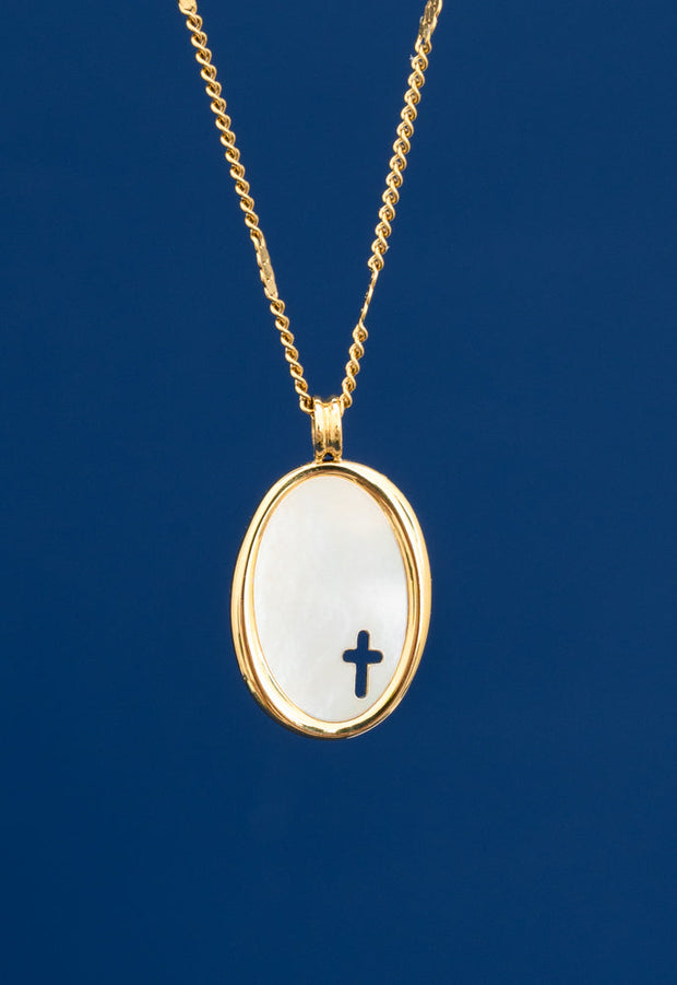 Redeemed Mother of Pearl Cross Necklace