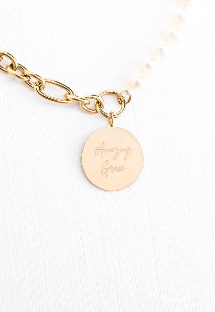 Amazing Grace Pearl & Chain Necklace